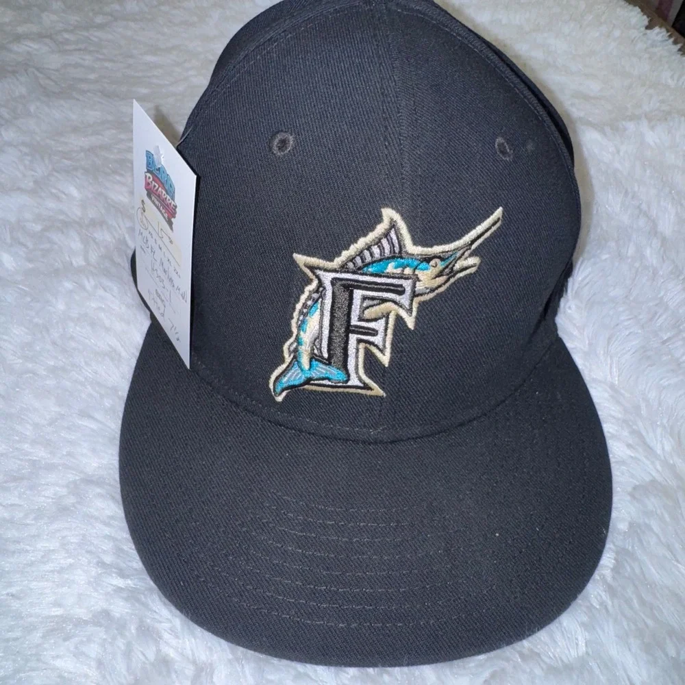 Mitchell & Ness Florida Marlins Hat Mens 7 1/2 Black Good‎ 1993 Inaugural Year